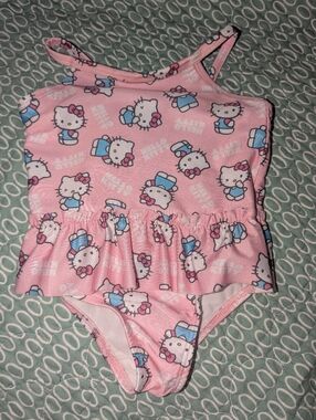 Hello Kitty Toddler Girls 24M Pink Swimsuit Ruffle One Piece Sanrio Swimwear